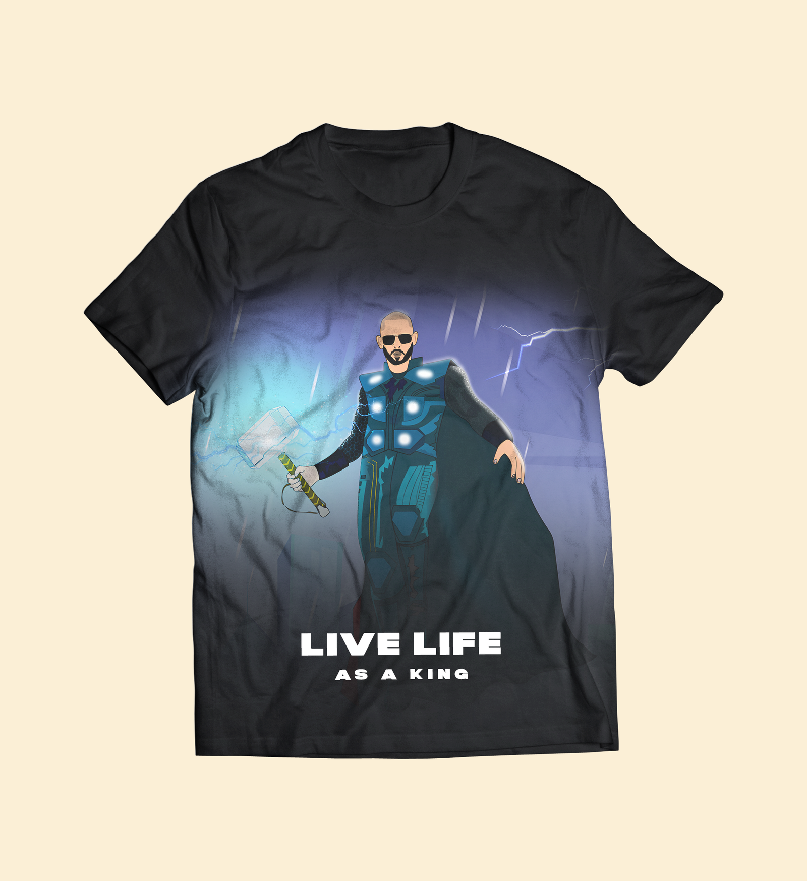 Live Life As A King Black T